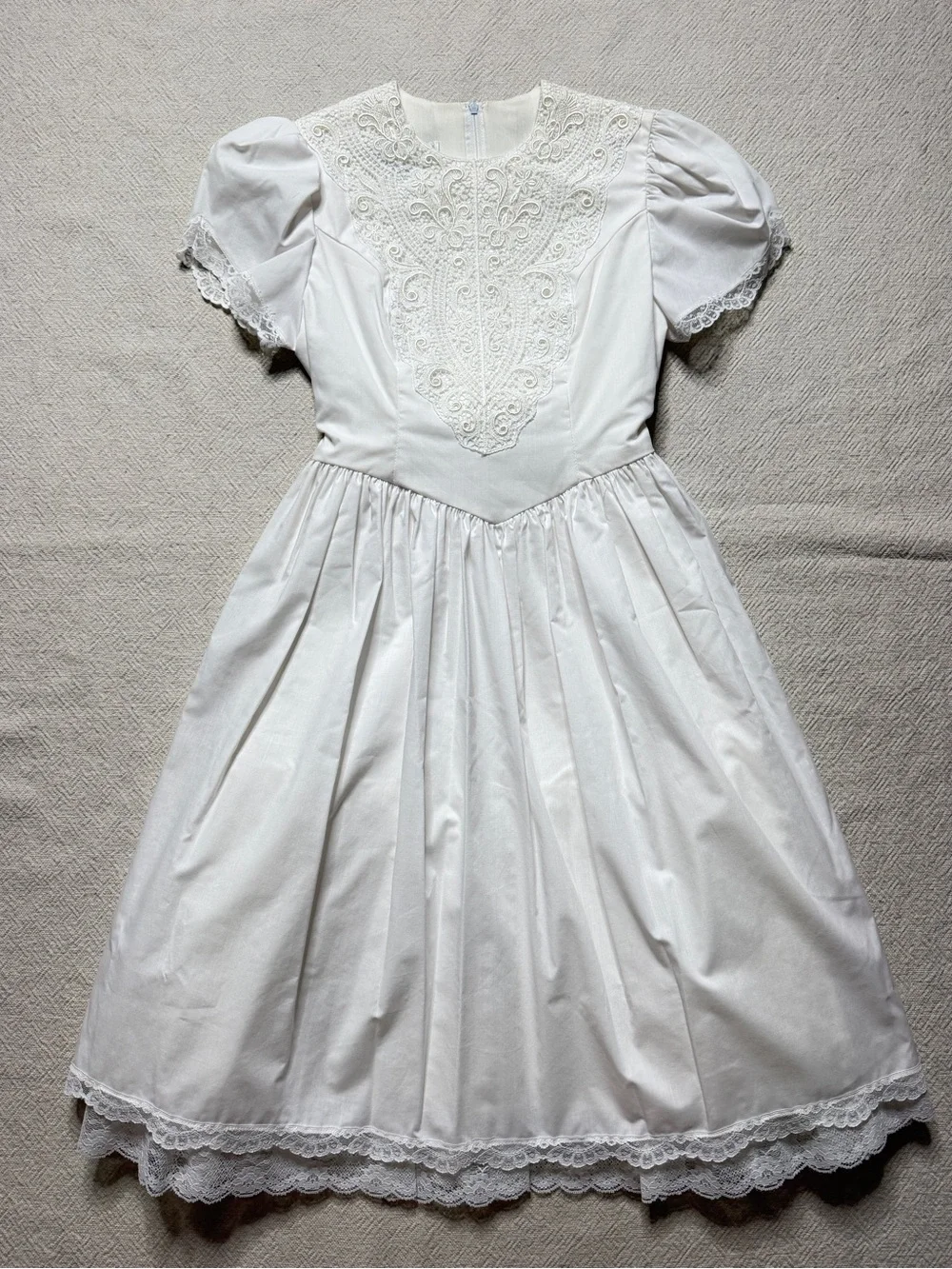 VTG 80s Jessica McClintock White Embroidered Flower Girl Church Dress 12
